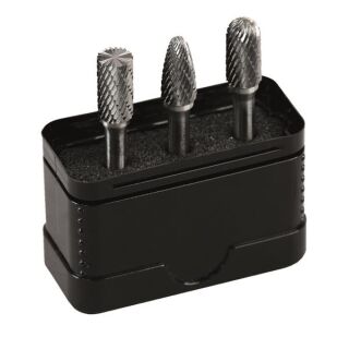 PROJAHN HM Frässtifte-Set, 3tlg. in Kunststoffpack Form B, C, F  Kopfdurchmesser 9.6 mm