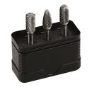 Tungsten carbide burr set 3 pcs. in plastic box shape  B,...