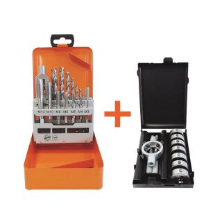 PROJAHN Kombination Gewindesätze 91013 (Einschnitt-Gewindebohrer Satz) + 91015 (Schneideisen Satz) in Metallkassetten
