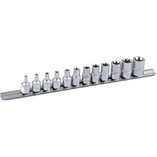 3/8" socket set on clip-rail, 12pcs, TX sockets