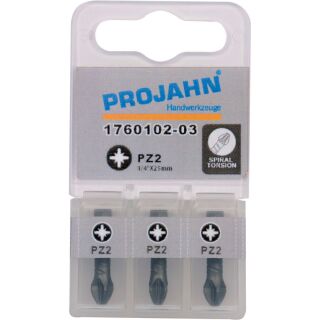 PROJAHN 3er Pack 1/4" Torsion-Bit ACR2  L25 mm Pozidrive Nr 3