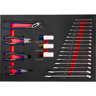 proficraft pliers / combination wrenches / impact socket inlay 23pcs