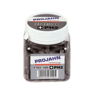 PROJAHN 1/4" Schraubendreher-Bit-Einsätze Länge 25 mm Phillips Nr 2 100er Pack