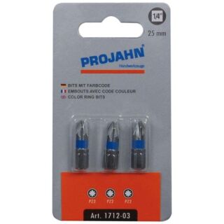 PROJAHN 3er Pack 1/4" markierter Bit L25 mm Pozidriv Nr 3