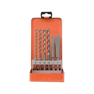 Hammer Drill Bit and Chisel Set (Ø 6, 8, 10, 12 mm, Point-, Flat Chisel)