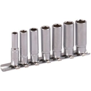 PROJAHN 1/4" Stecknuss Satz auf Schiene 7tlg tiefe Nüsse