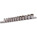 3/8" socket set on clip-rail, 12pcs