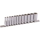 3/8" socket set on clip-rail, 12pcs, deep sockets