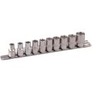 1/2" socket set on clip-rail, 10pcs