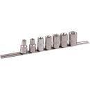 1/2" socket set on clip rail, 7pcs, E12 - E24