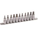 1/2" socket bit set on clip rail, 11pcs hex+spline