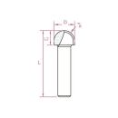 Core Box Bit D 12,7  mm, L 41,3 mm, L2 9,5 mm