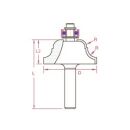 Roman Ogee Bit with Ball Bearing D 31,7 mm, L 44,8 mm, L2...