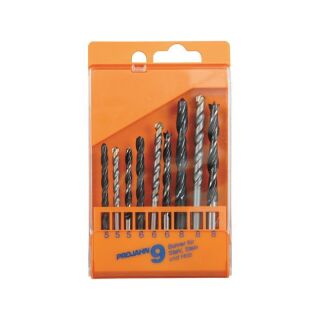 Drill bit set steel/stone/wood 5-8 mm 9pcs plastic case
