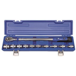 PROJAHN 1/2" Drehmomentschlüssel-Set, 11-teilig TORQUE-PROFI 200 + Stecknusseinsätze Bereich: 40-200 Nm Toleranz: 4%