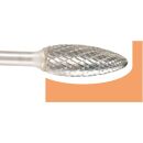 Tungsten carbide rotary burr flame , shape H d1 3.0 mm, shank 3.0 mm cut 6 double cut