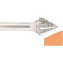 Tungsten carbide rotary burr countersink 60° , shape J d1 9.6 mm, shank 6.0 mm cut 6 double cut