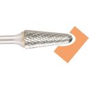 Tungsten carbide rotary burr ball nose cone 14°, shape L d1 9.6 mm, shank 6.0 mm cut 3 fast mill cut for aluminium